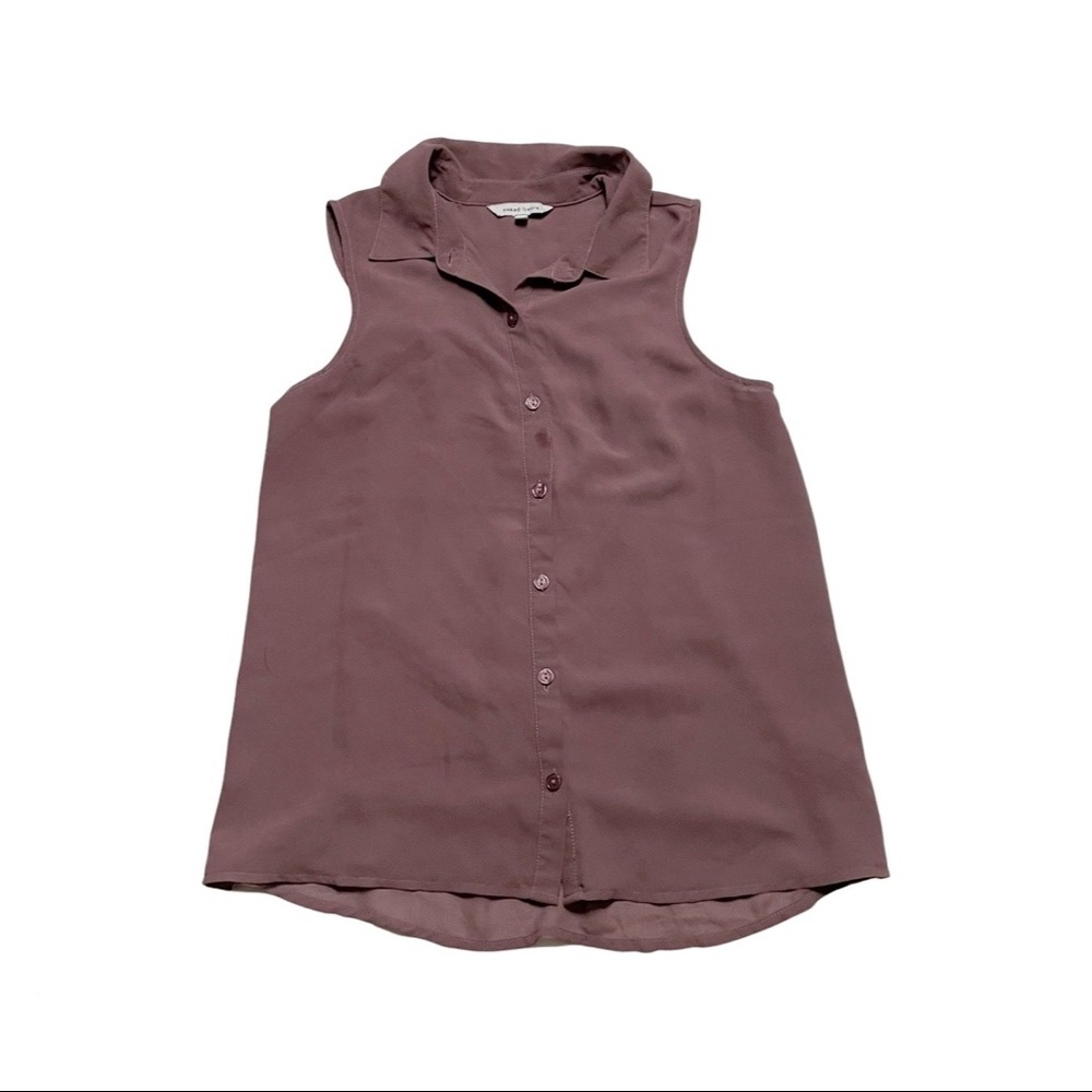 Naked Zebra Purple Sheer Lightweight Sleeveless Button Down Blouse Cutout Back S